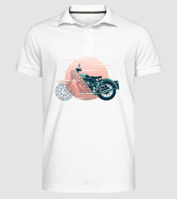 Motocicletă model alb pe tricou