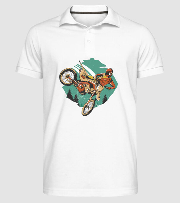 Motociclist motocros model alb pe tricou