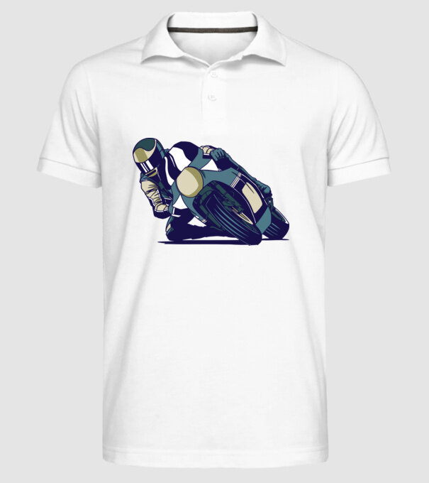 Concurent motocicletă model alb pe tricou