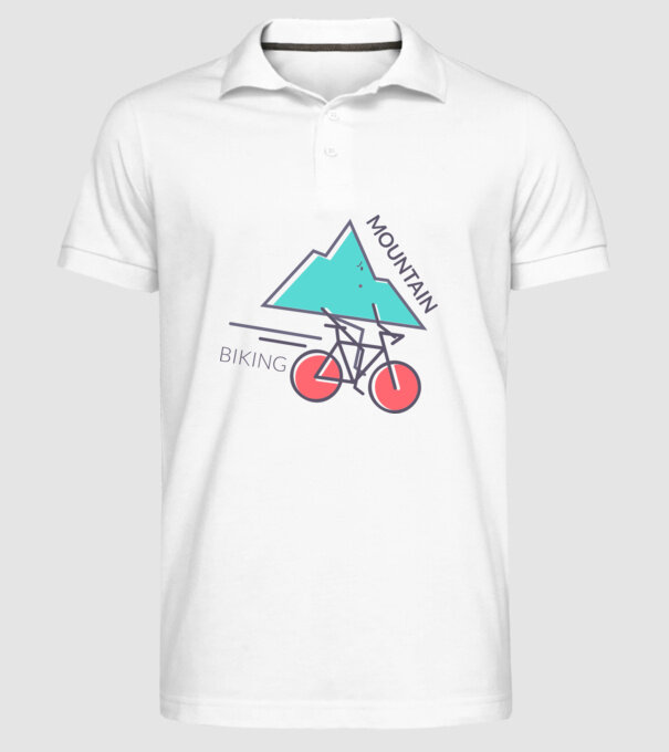 Mountain Biking model alb pe tricou