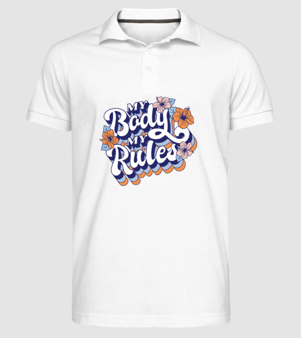My Body My Rules model alb pe tricou