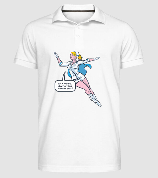 Sunt asistentă medicală, care este superputerea ta? model alb pe tricou