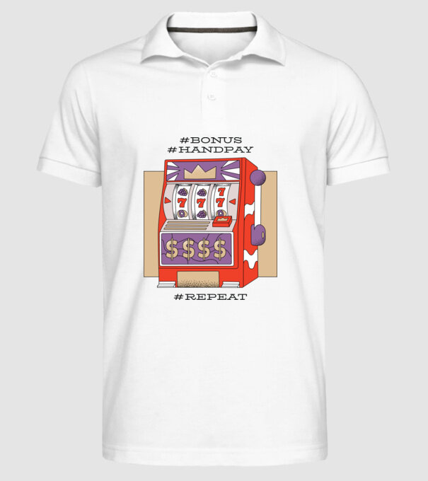 Slot machine model alb pe tricou