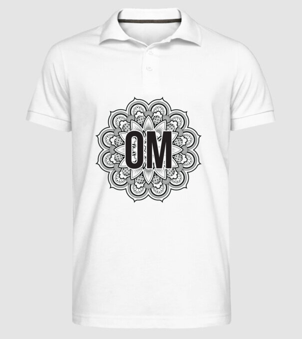 OM Mandala model alb pe tricou