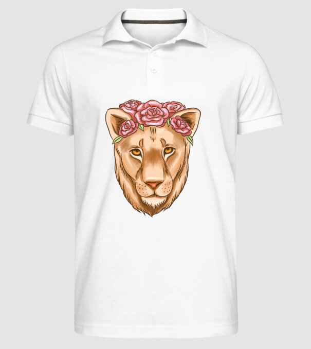 Doamnă leu model alb pe tricou