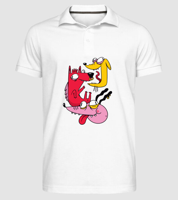 Câini nebuni model alb pe tricou