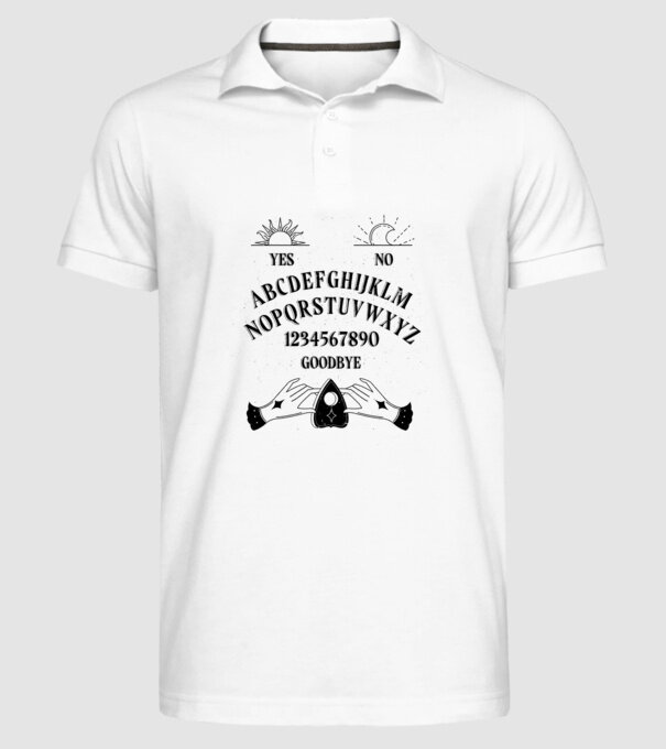 Motiv Ouija model alb pe tricou
