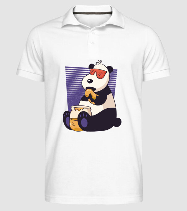 Panda cu miere model alb pe tricou