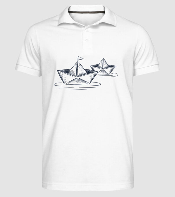 Barca de hârtie model alb pe tricou