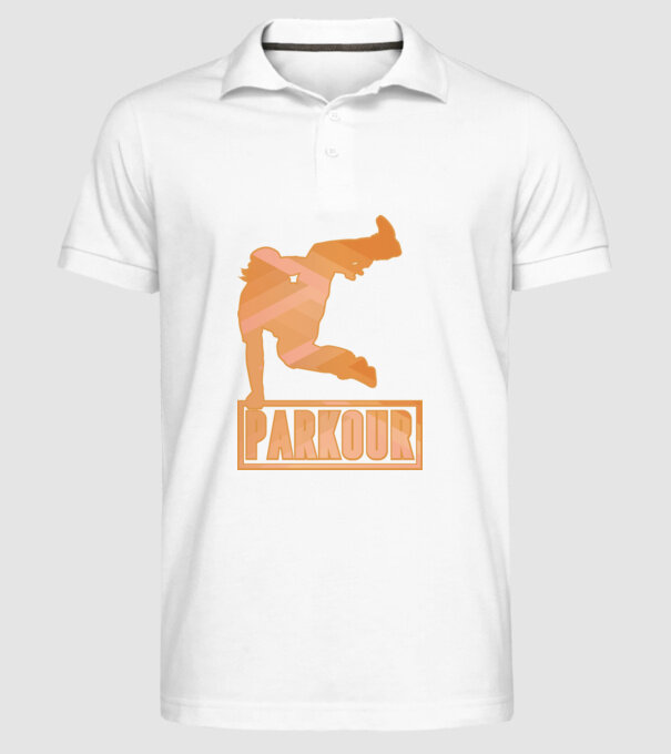 Tricou Parkour cu inscripție model alb pe tricou