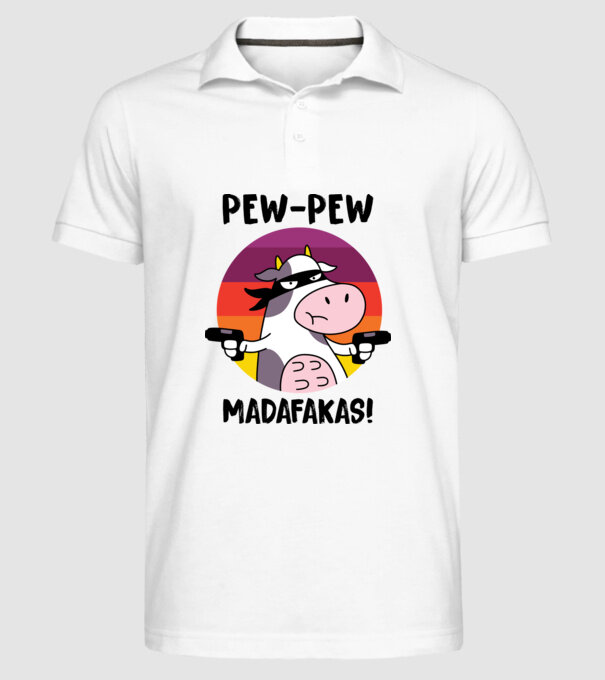 Pew Pew Pew Madafakas Vacă alb model alb pe tricou