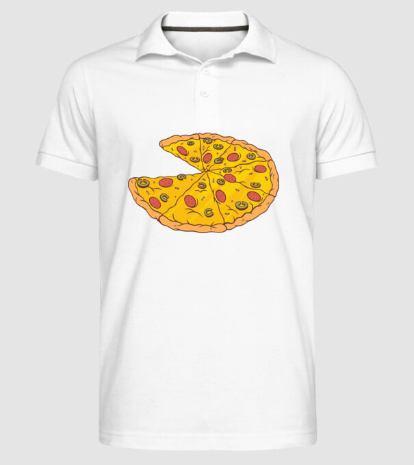 Felii de pizza Cuplu model alb pe tricou