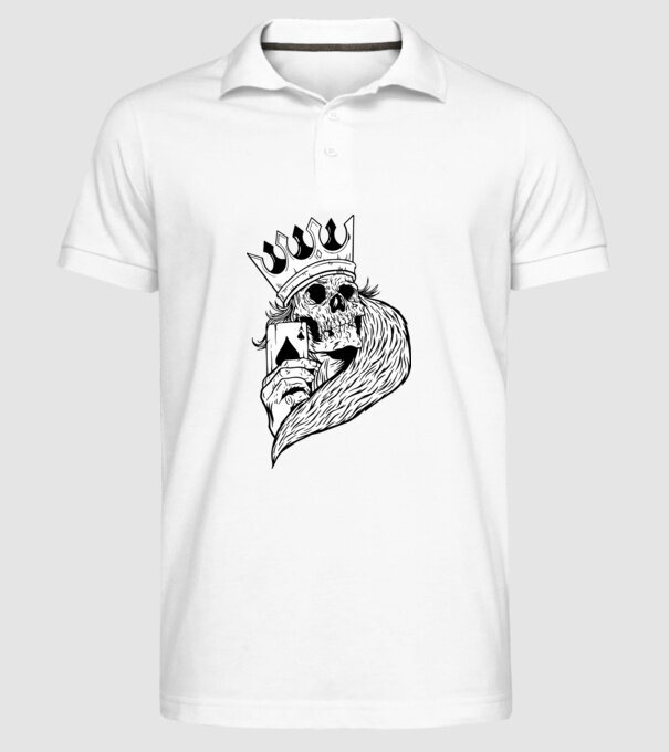 Craniu Poker model alb pe tricou