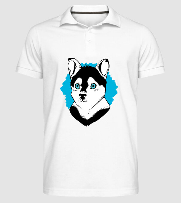 Câine Pomsky model alb pe tricou