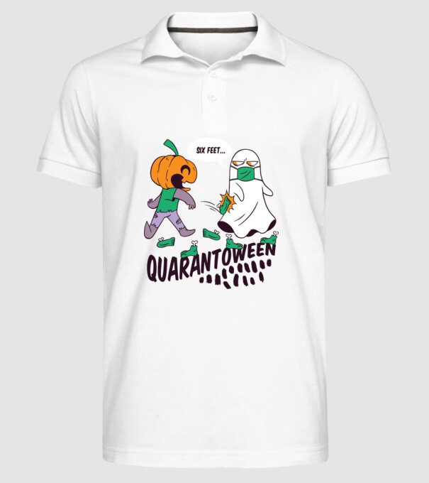Quarantoween model alb pe tricou