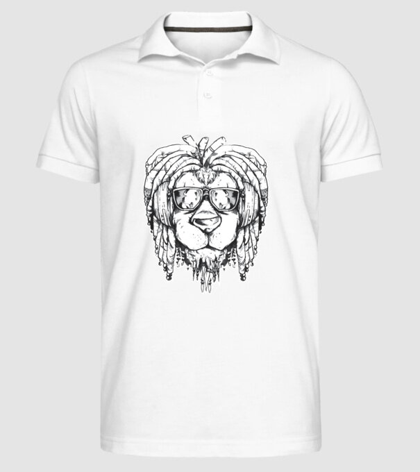 Leu Dreadlock model alb pe tricou