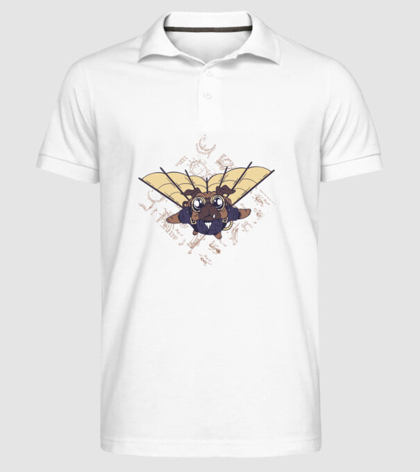 Mops Zburător model alb pe tricou