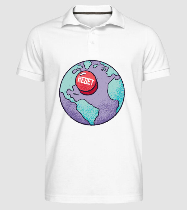 Reset Pământ model alb pe tricou