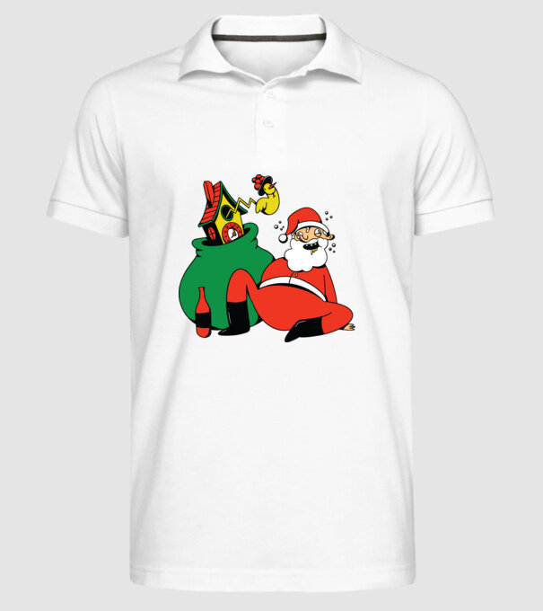 Moș Crăciun beat model alb pe tricou