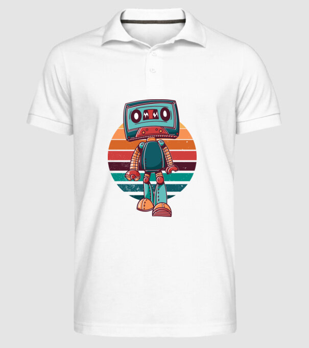 Robot Casetă retro model alb pe tricou