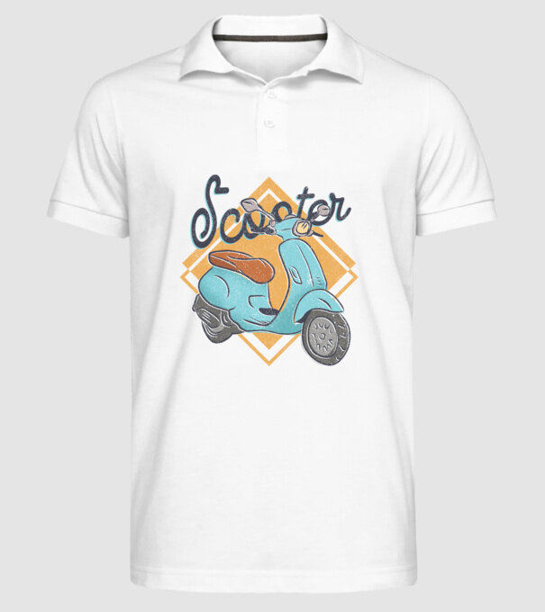 Scooter model alb pe tricou