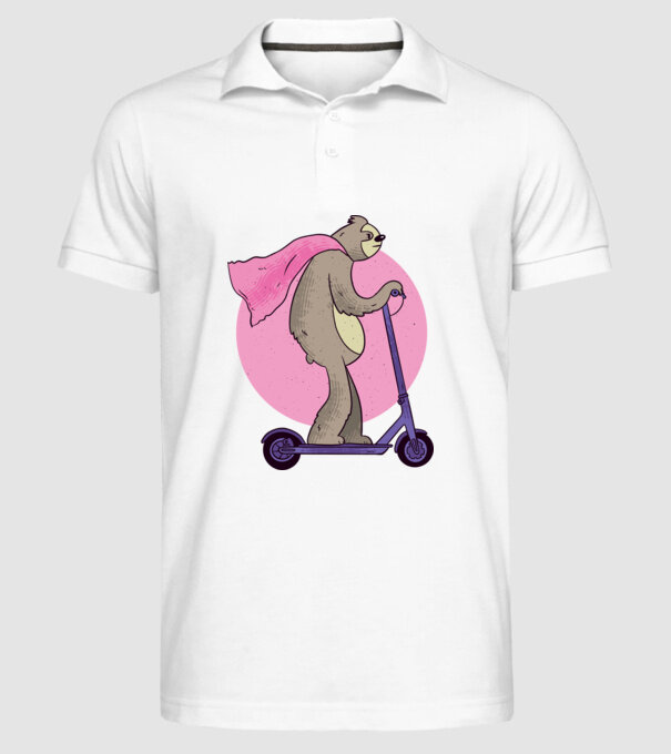 Leneș cu Trotinetă model alb pe tricou
