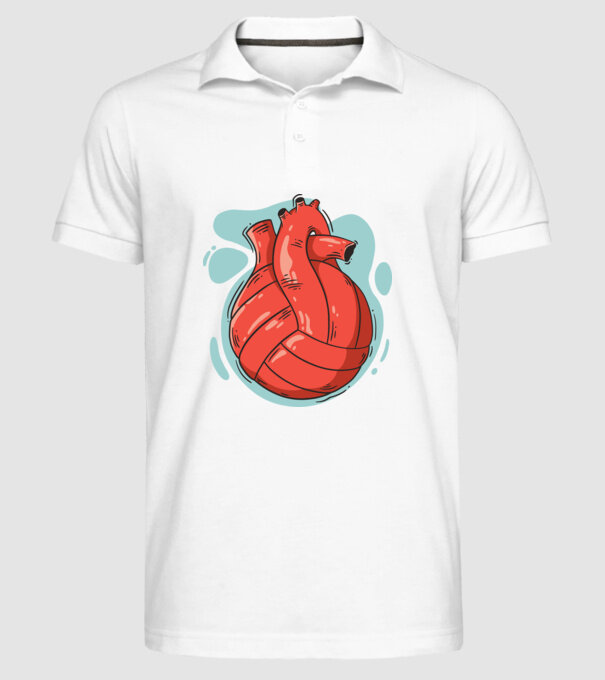 Inimă volei model alb pe tricou