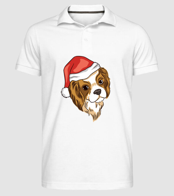 Santa Cocker Spaniel model alb pe tricou