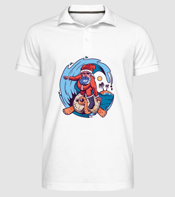 Santa Surf model alb pe tricou