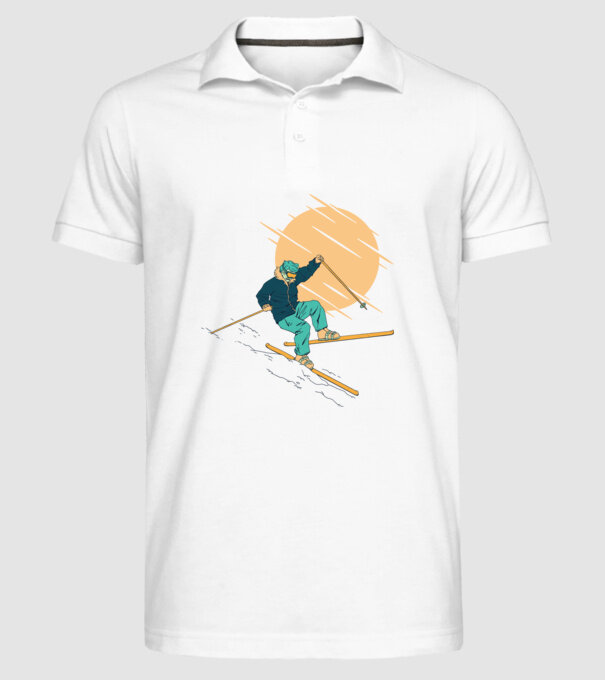 Căzătură schior model alb pe tricou