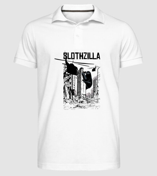 Slothzilla la atac amuzant tricou leneș amuzant model alb pe tricou