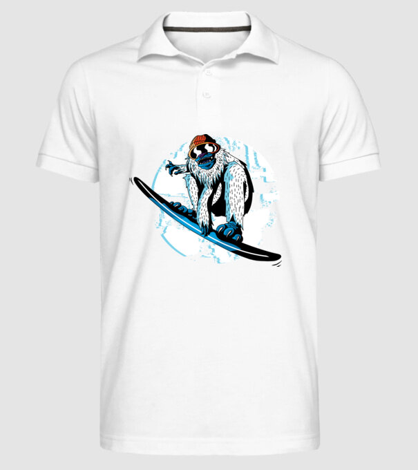 Yeti Snowboarder model alb pe tricou