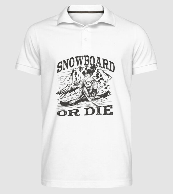 Maimuță Snowboarder model alb pe tricou