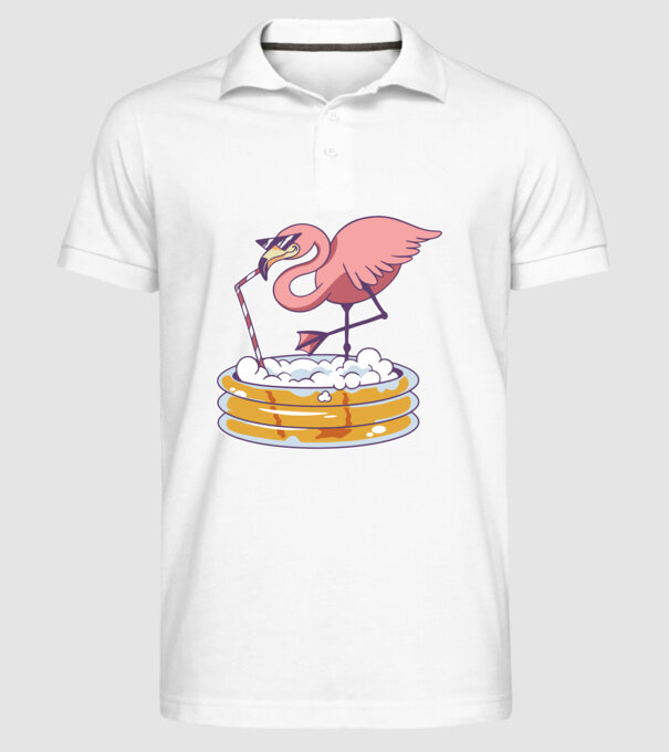 Flamingo cu bere model alb pe tricou