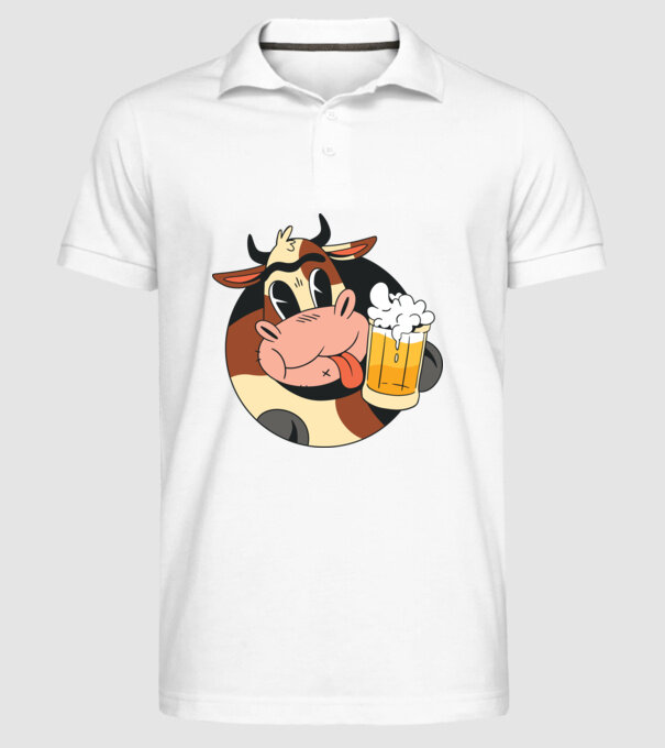 Vacă cu bere model alb pe tricou