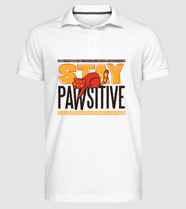 Stay Pawsitive model alb pe tricou
