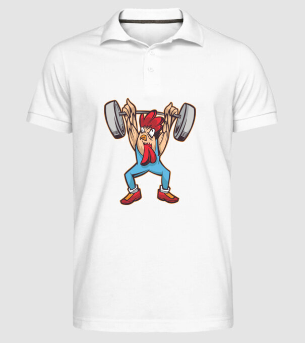 Pui Halterofil model alb pe tricou