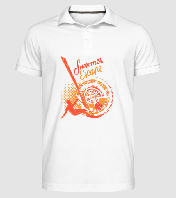Summer Escape Surf model alb pe tricou