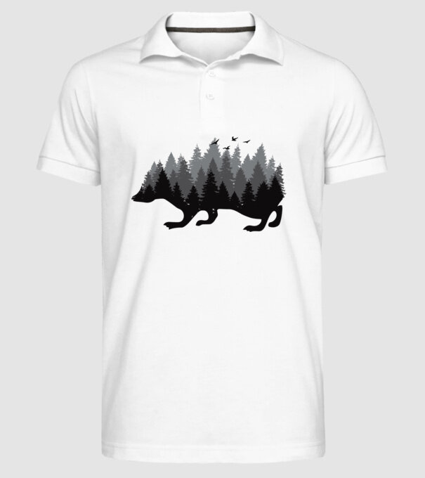 Siluetă Arici model alb pe tricou