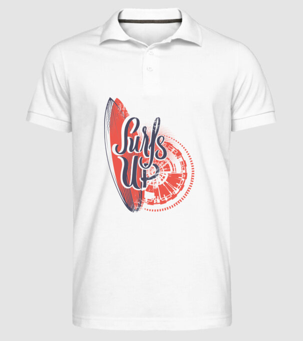 Surfs up model alb pe tricou