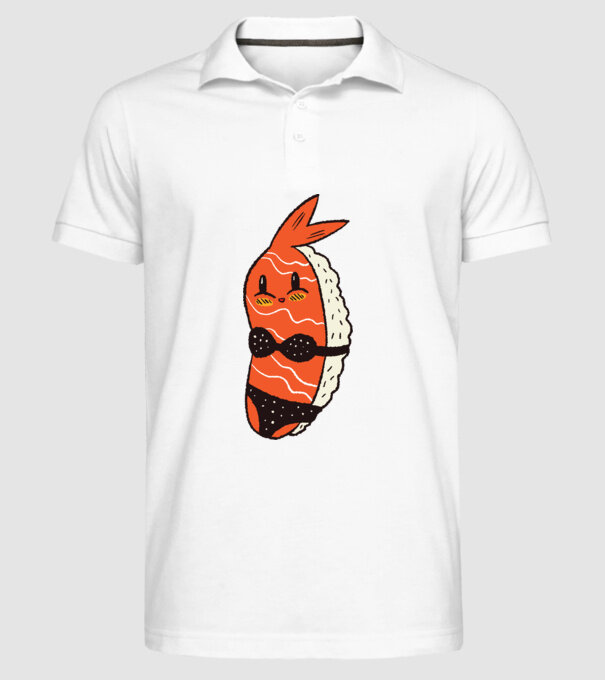 Sushi în bikini model alb pe tricou