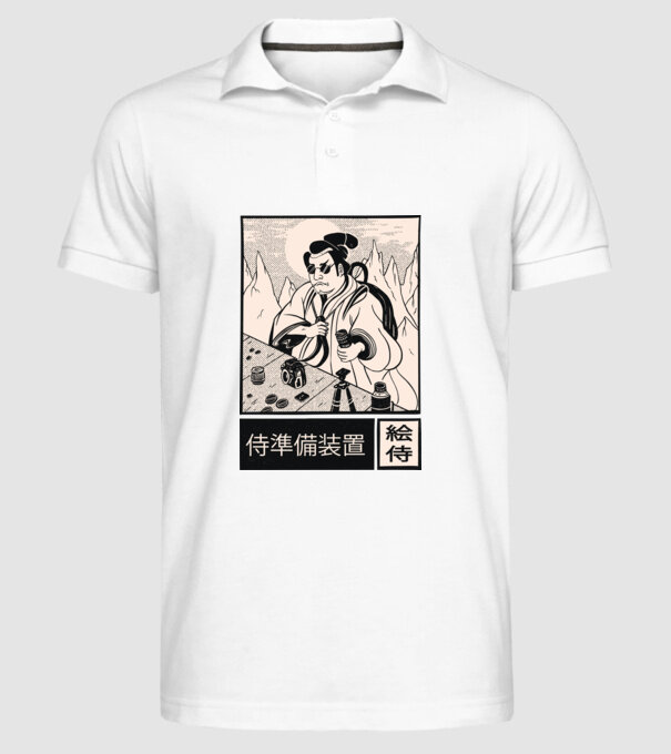 Samurai model alb pe tricou