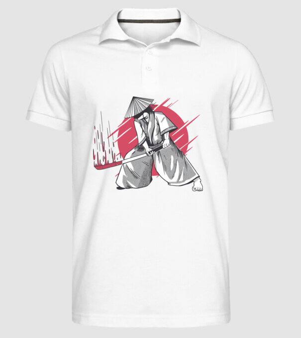 Sabie de samurai model alb pe tricou