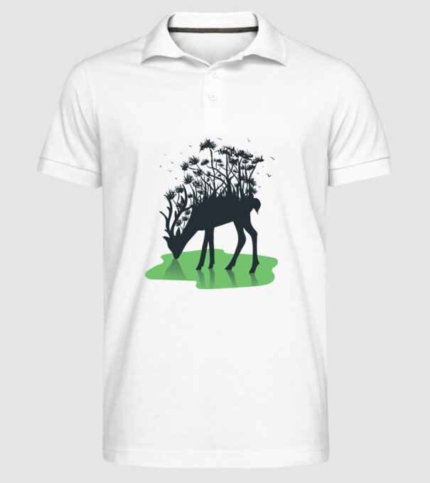 Natură cerb model alb pe tricou