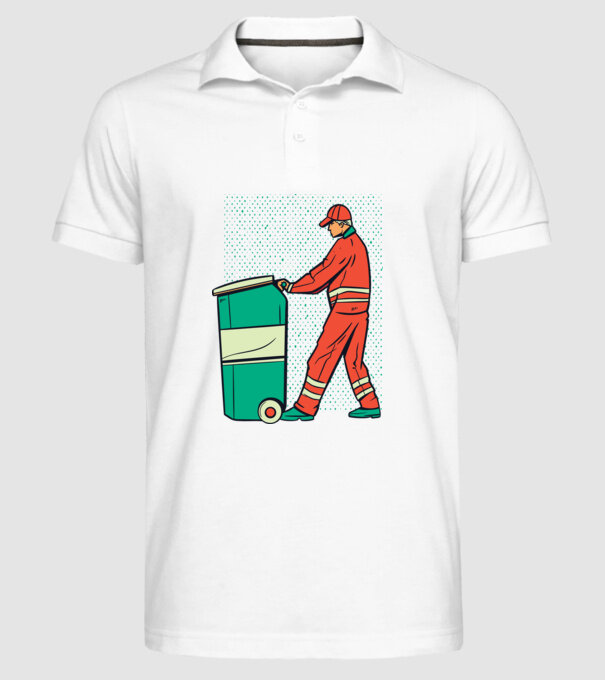 Gunoier model alb pe tricou