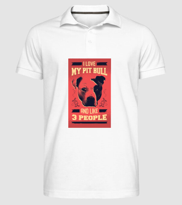 Îmi iubesc Pitbull-ul meu și încă 3 persoane model alb pe tricou