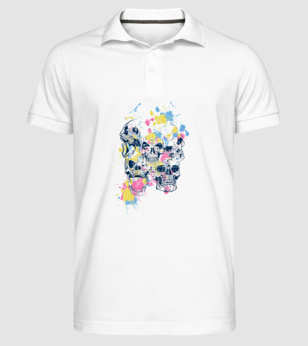 Cranii colorate model alb pe tricou