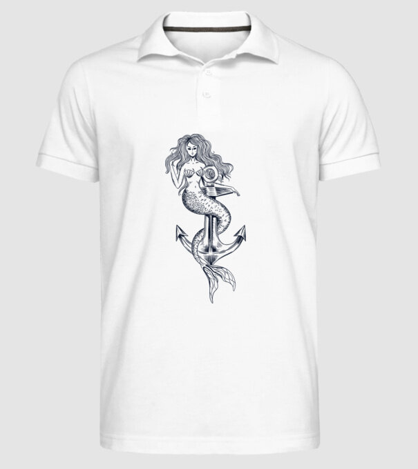 Ancoră sirenă model alb pe tricou