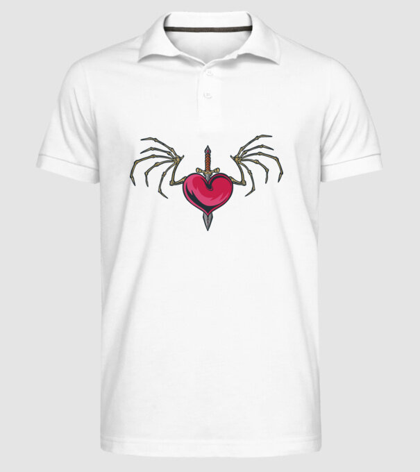 Inimă cu sabie model alb pe tricou