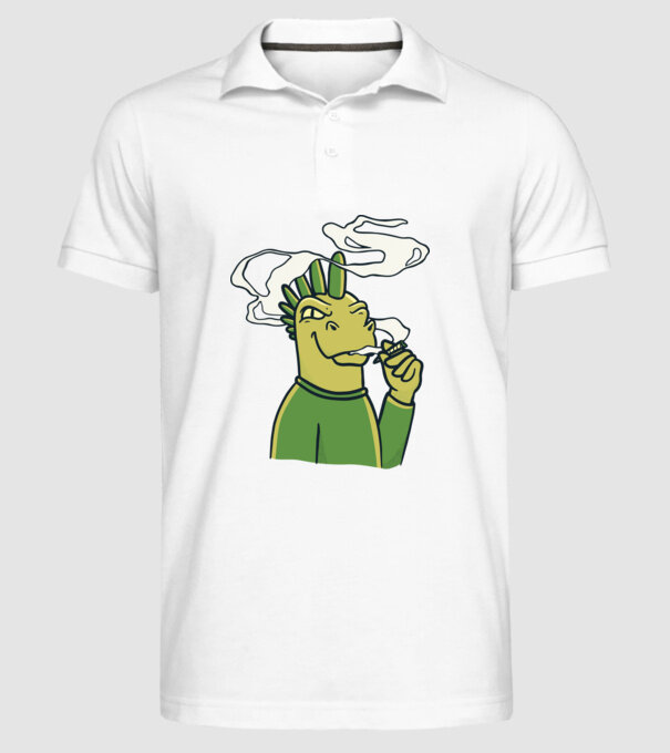 Dinozaur fumător model alb pe tricou